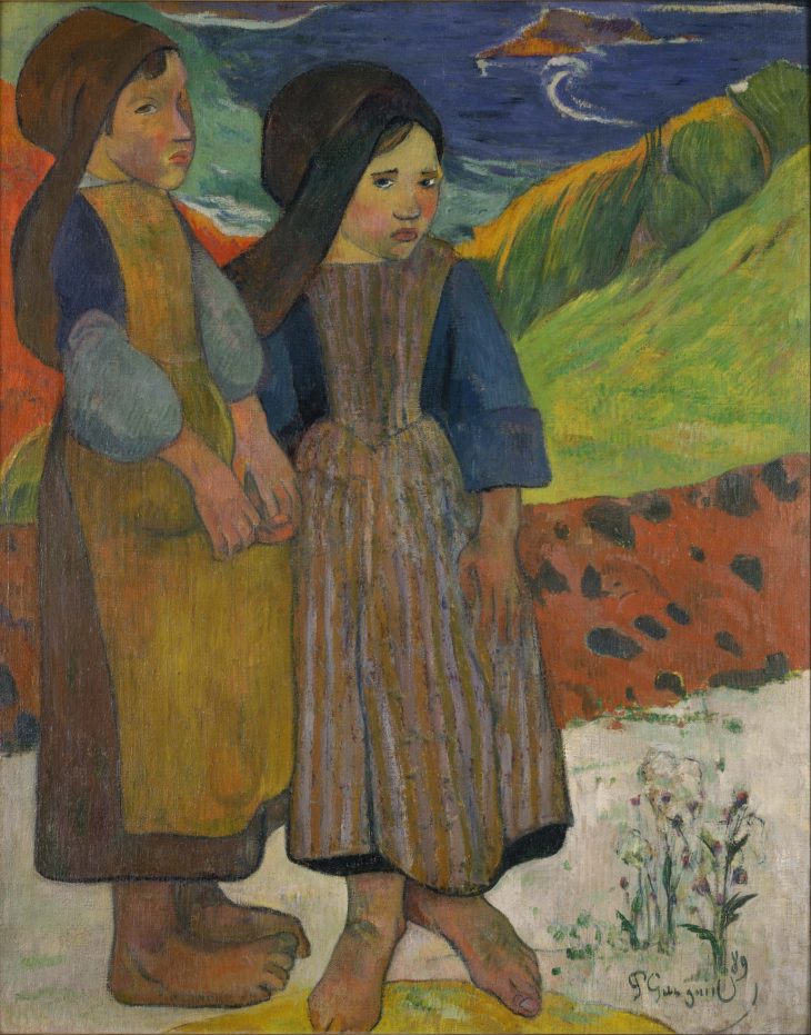 Gauguin Dos niñas bretonas junto al mar_1889