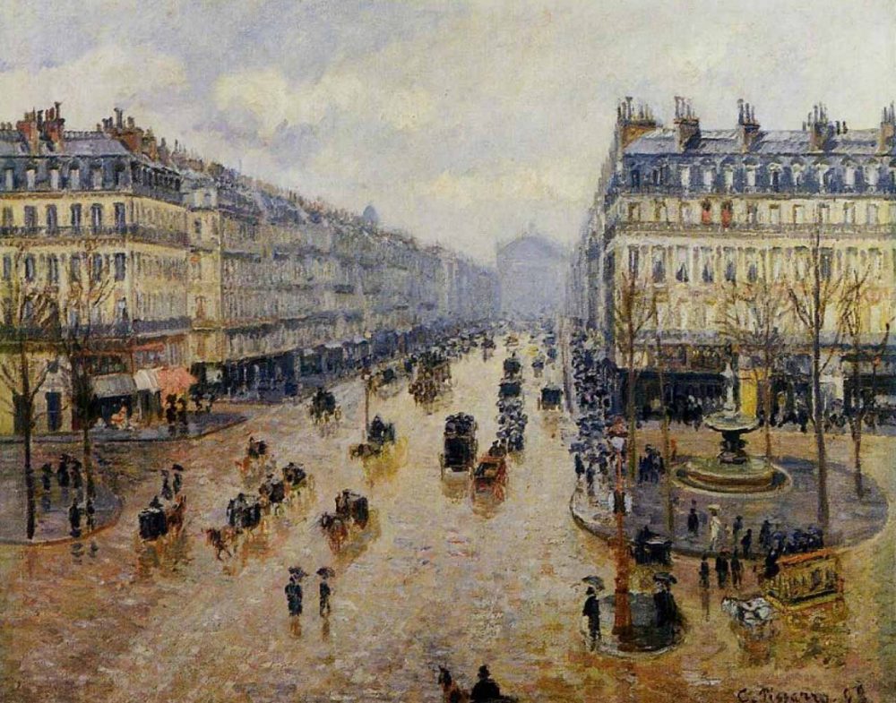 Pissarro Avenida de la Ópera, efecto lluvia (1898).